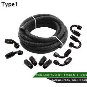 Littlestar2018 S176hed-1 20ft/10ft Braided Stainless Steel Fuel Hose Line And 6an Swivel End Fitting Littlestar2018 S176hed-1 20ft/10ft Braided Stainless Steel Fuel Hose Line And 6an Swivel End Fitting