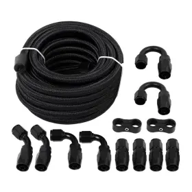 10an Lokocar 746964877875 Fuel Line Kit Nylon Braided Hose Fitting Cpe 20ft Black