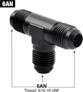 Lk-3t Lokocar 6an/8an Flare Male Tee Fitting Adapter With An6/8an Female Swivel Black