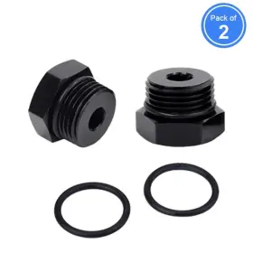 Lk-afp-an4 Lokocar 4an Male Block Off Cap Fitting Plug Orb Adapters Aluminium Alloy Black 2pcs