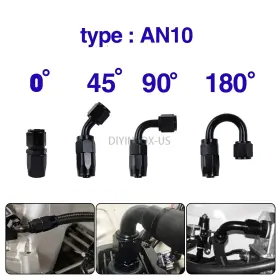 Lk-an10-f90 Lokocar 45 90 180 Swivel Hose Line End Fitting Adaptor Fuel Oil An10 10an Black