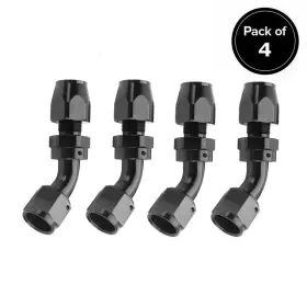 Lk-an8-f45 Lokocar 8an 45 Degree Swivel Hose End Fittings Adapter Fits Fuel Line Black 4pcs