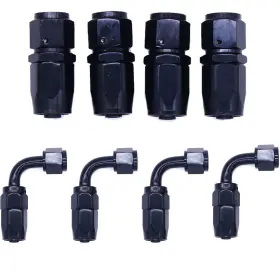 Lk-an90 Lokocar 40 Pcs 6an An6 Black Straight Or 90 Swivel Fuel Oil Hose End Fittings Aluminum