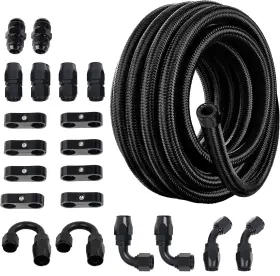 Lokocar Lk-cpe-10an20b-19 10an Fuel Line Kit Nylon Braided Hose Fitting Cpe 20ft
