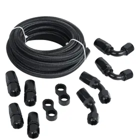 Lk-flk-6an10ft-2 Lokocar 6an Fuel Line Kit Nylon An6 Braided Hose Fitting Cpe 10ft Black