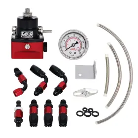 Lk-fpr-001r Lokocar Adjustable Fuel Pressure Regulator Kit Oil 20-80psi Gauge 6an Red Lk-fpr-001r Lokocar Adjustable Fuel Pressure Regulator Kit Oil 20-80psi Gauge 6an Red