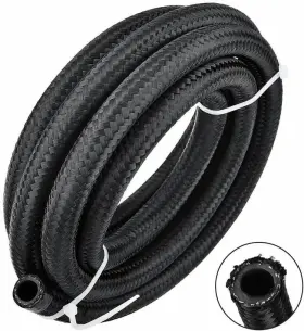 Lokocar Lk-hf-an610b 20ft 6an 3/8 Inch Fuel Line Hose Braided Nylon Stainless Steel Oil Gas Cpe An6 Black