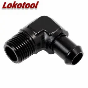 Lk-npt-an10 Lokocar 1/2ftft Npt Male To 0.61 Inch Hose Barb 90 Degree 10an Fitting Adapter Aluminum Black