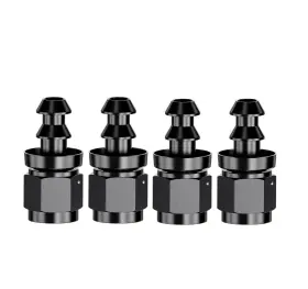 Lk-plhf-0 Lokocar An6 6an Straight Push Lock Hose Fitting Black End Fits 3/8inch Rubber Fuel Line 4pcs