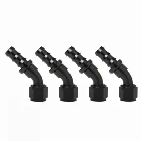 Lk-plhf-45 Lokocar An10 Push Lock Hose Fittings 10an 45 Adapter Fits 5/8ftft Id Rubber Line Black 4pcs