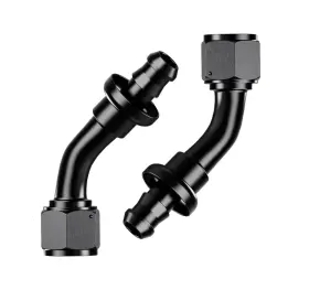 Lk-plhf-45 Lokocar An6 6an 45 Degree Push Lock Hose Fitting Black End For 3/8inch Rubber Fuel Line 2pcs