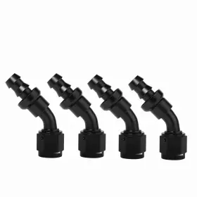 Lk-plhf-45 Lokocar An8 Push Lock Hose Fitting 8an 45 Degree Adapter For 1/2ftft Id Rubber Black 4pcs