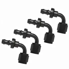 Lk-plhf-90 Lokocar An4 Push Lock Hose Fittings 4an 90 Degree Fits 1/4ftft Id Rubber Fuel Line Black 4pcs