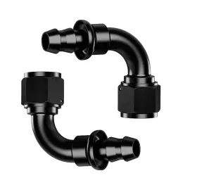 Lk-plhf-90 Lokocar An6 6an 90 Degree Push Lock Hose Fitting Black End For 3/8inch Rubber Fuel Line 2pcs