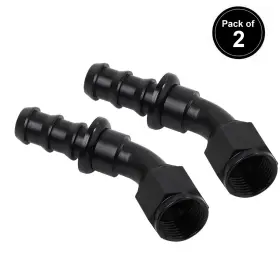 8ftftrubber Lokocar Lk-plhf-an6 6an Push Lock 3/8ftftrubber Hose Fitting End 45 90 Degree Black 2pcs