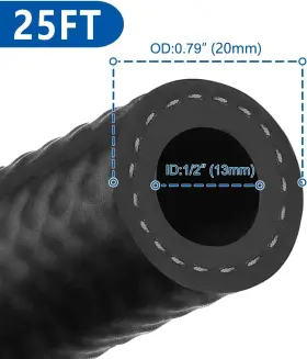 Lk-rfh-1 Lokocar Lk-rfh-1/2 1/2ftft 13mm Rubber Fuel Hose Line Push Lock Sae 30r7 Nbr 300psi Black