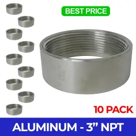 Albung-3x10 Majestic Water Spouts 10 Pack 3 Inch Npt Aluminum 6061 Threaded Half Coupling Weld Pipe Fitting Bung