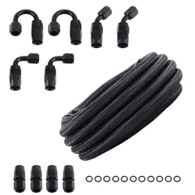 21ijeb Maxpeedingrods 6-an 20ft Fuel Line Hose Kits Nylon Stainless Steel Braided Oil Fitting Set