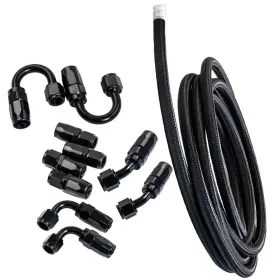 23sgbp Maxpeedingrods 6an 16ft Fuel Hose Line Kit Nylon Stainless Steel Braided End Fittings Set