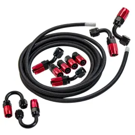 342zj1 Maxpeedingrods An6 -6an Stainless Steel Braided Oil Fuel Line Fitting Hose Adaptor Red Black