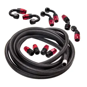 5d2uaq Maxpeedingrods An8 16ft Nylon Steel Braided Oil Fuel Line Fittings Hose End Adaptor Kit New