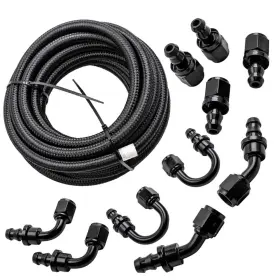 5dxaf4 Maxpeedingrods 20ft 6an Fuel Hose Line Kit Nylon Steel Braided Swivel End Fitting 500psi