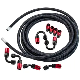 72n1im Maxpeedingrods An6 Nylon Steel Braided Oil Fuel Line Hose 16ft Fitting End Adaptor Kit