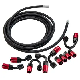 8ukz4t Maxpeedingrods 6 An 16ft/5m Nylon Braided Oil Fuel Line Hose With 10 Swivel Ends Red