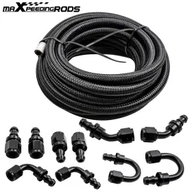 9tmvds Maxpeedingrods 20ft 6-an Fuel Hose Line Kit Nylon Steel Braided Swivel End Fitting 500psi