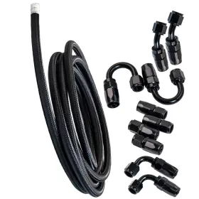 Ejv5uz Maxpeedingrods High Flow -6an Fuel Line 16ft Black Braided Hose Kit With Swivel Fitting Set Ejv5uz Maxpeedingrods High Flow -6an Fuel Line 16ft Black Braided Hose Kit With Swivel Fitting Set