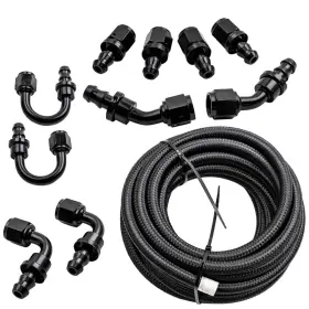 Hjwd47 Maxpeedingrods 20ft 6an Fuel Hose Line Kit Nylon Steel Braided Swivel End Fitting 500psi