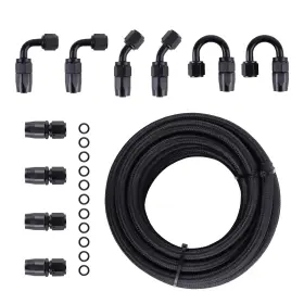 Mj1f08 Maxpeedingrods An6 6an 20ft An-6 Nylon Braided Gas Oil Fuel Line Hose End Adaptor Kit