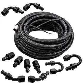 U3180o Maxpeedingrods 20ft 6-an Fuel Hose Line Kit Nylon Steel Braided Swivel End Fitting 500psi