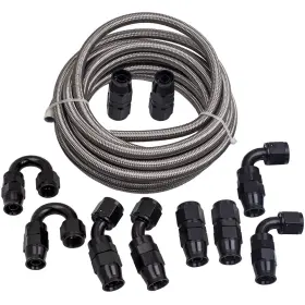 V710nm Maxpeedingrods 8 An8 Black Nylon Braided Ptfe Fuel Hose Line 20ft 10 Fittings E85 New 10pc V710nm Maxpeedingrods 8 An8 Black Nylon Braided Ptfe Fuel Hose Line 20ft 10 Fittings E85 New 10pc
