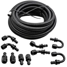 Maxpeedingrods X7fo25 An6 20ft Push Lock Hose End Nylon Stainless Steel Braided Fuel Oli Line
