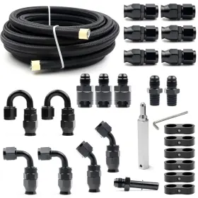 Md6m6anptfetz Medoon 6an Ptfe Fuel Line Kit 5/16 Inch Nylon Stainless Steel 6an-20ft Black
