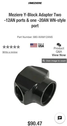 Wam12ans Meziere Fitting Y Block 20 An Female O-ring Dual 12