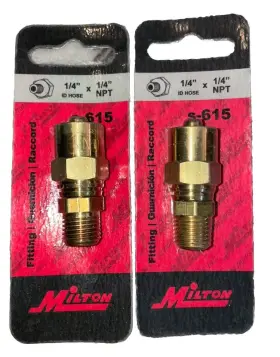 S-615 Milton S615 Set Of 2 Reusable Hose End Fitting 1/4 Inch Male Npt 9/16 Or 19/32