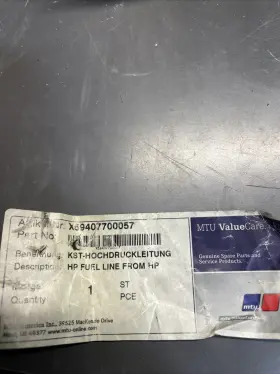 X59407700057 Mtu Hp Fuel Line From X59407700057 Mtu Hp Fuel Line From
