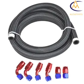 1449672 Nurniacl Nylon Braided Fuel Hose Line With 8an Swivel End Fitting Kit Black 10ft