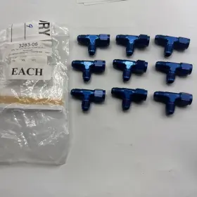 3283-06 Pegasus Racing 6an -6 Tee With Female Swivel Aluminum Blue