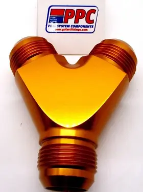 6200cpg Performance Plumbing Components 10 An X Full Flow Y Block Fitting Polished Gold Anodized Alum