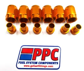 818-819-03 Performance Plumbing Components 6 Pack 03 An Tube Nuts And Sleeves Show Polished Gold Anodized Alum 818-819-03 Performance Plumbing Components 6 Pack 03 An Tube Nuts And Sleeves Show Polished Gold Anodized Alum