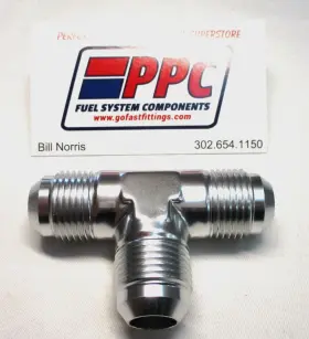 824-10pt Performance Plumbing Components 10 An Male Tee Fitting Show Polished Titanium Gray Anodized Aluminum