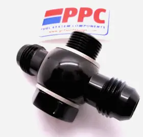 Dblbanjo99291624pbk Performance Plumbing Components 06an Male Fl To 9/16 Inch -24 Holley Carb Double Banjo Inlet Fitting Kit Polish Black