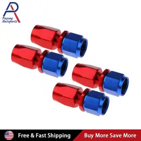 F4006-001-rdbu Poseng X4 4pcs An6 -6an Swivel Hose End Fitting Adaptor Straight Red&blue For Cpe Oil