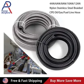 Hr0016 Poseng 6an/8an/10an/12an Stainless Steel Braided Cpe Fuel/oil/gas Hose Line Silver