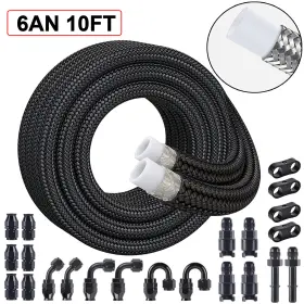 20ft-efi-6an Poseng Ptfe-10ft/20ft-efi-6an 6an 5/16 Ptfe Ls Swap Efi Fuel Line Fitting Kit E85 Nylon Braided Hose