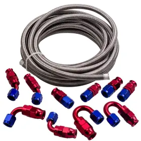 Tf-1054 Poseng 6an 8an 10an 12an Silver Nylon E85 Ptfe Fuel Line 10-20ft 10 Fittings Hose Kit