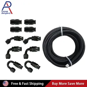 Tf-1054-bk Poseng 4/6/8/10an Ptfe Braided Fuel Line Oil Gas Hose End Fittings 10ft/20ft